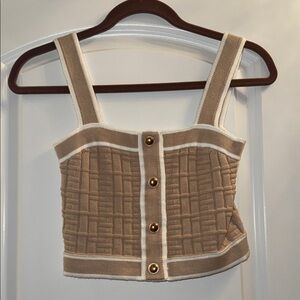 Stylish Tan Button-Up Women's Top